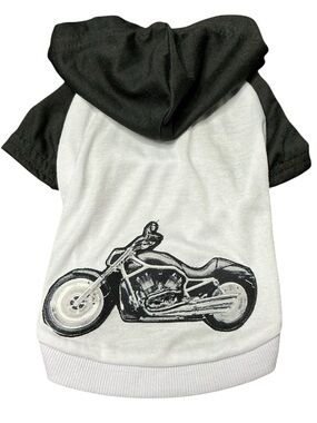 Upcycled Motorcycle Graphic Dog Hoodie Toy Breed S